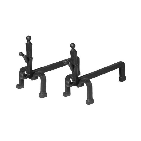 PAIRE DE CHENETS EN FONTE POUR CHEMINÉE CM. 48X46H DS