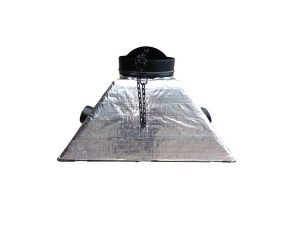 HÔTTE POUR CHEMINEE , AVALOIR BARBECUE FOYER EN ACIER NOIR  L 77 X P 42 X H 43 SORTIE FUMÉES DIAM. 25 CM AVEC TRAPPE RONDE A CHAINE INCORPOREE