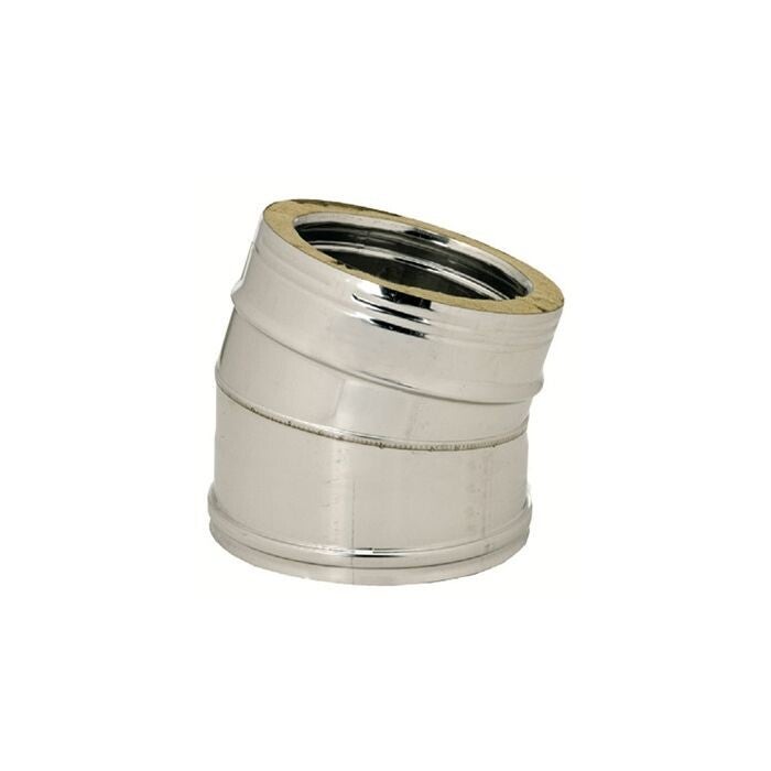 COUDE 15° POUR CONDUIT DOUBLE PAROI ACIER INOX, EP.25 MM