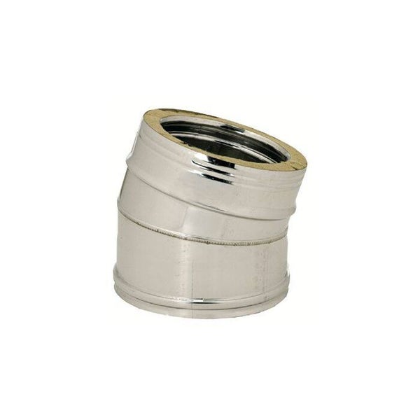 COUDE 15° POUR CONDUIT DOUBLE PAROI ACIER INOX, EP.25 MM