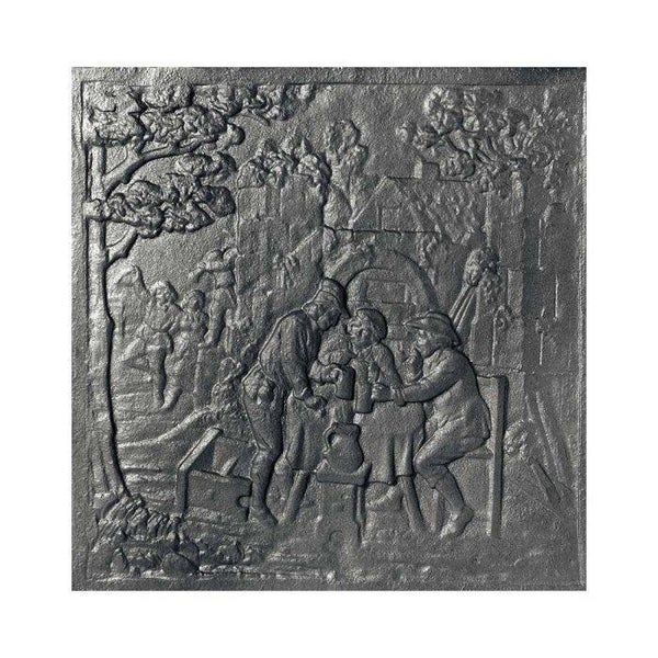 PLAQUE DE CHEMINÉE EN FONTE À DÉCOR TAVERNA CM. 60 × 60 H SP. 1 CM SD