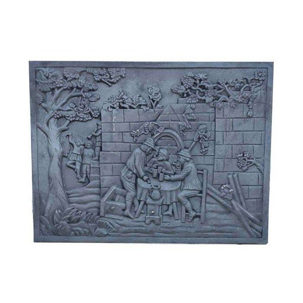 Plaque de cheminée en fonte à décor TAVERNA CM. 80 × 60 H TH. 1,2 cm SD349