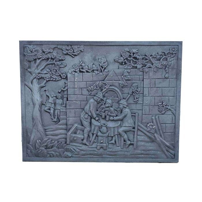 PLAQUE DE CHEMINÉE EN FONTE À DÉCOR TAVERNA CM. 110 × 80 HSP. 1,2 CM SD