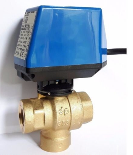 VANNE À BOISSEAU SPHÉRIQUE MOTORISÉE 3 VOIES PASSAGE TOTAL 3/4"