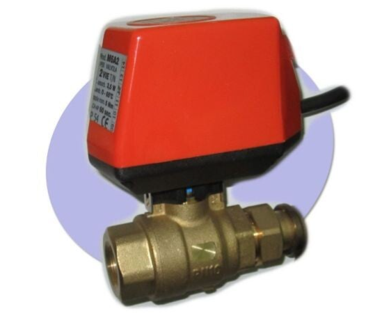 VANNE À BILLE MOTORISÉE 2 VOIES PASSAGE TOTAL 1" UNION FEM/TOUT/RIEN