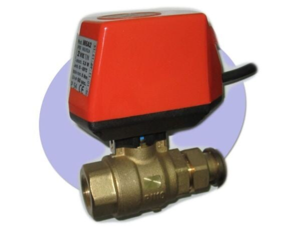 VANNE À BOISSEAU SPHÉRIQUE MOTORISÉE 2 VOIES, PASSAGE TOTAL 1/2"