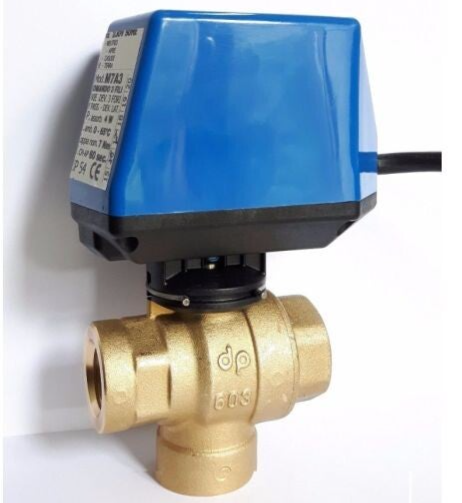 VANNE À BOISSEAU SPHÉRIQUE MOTORISÉE 3 VOIES, PASSAGE TOTAL 1/2"