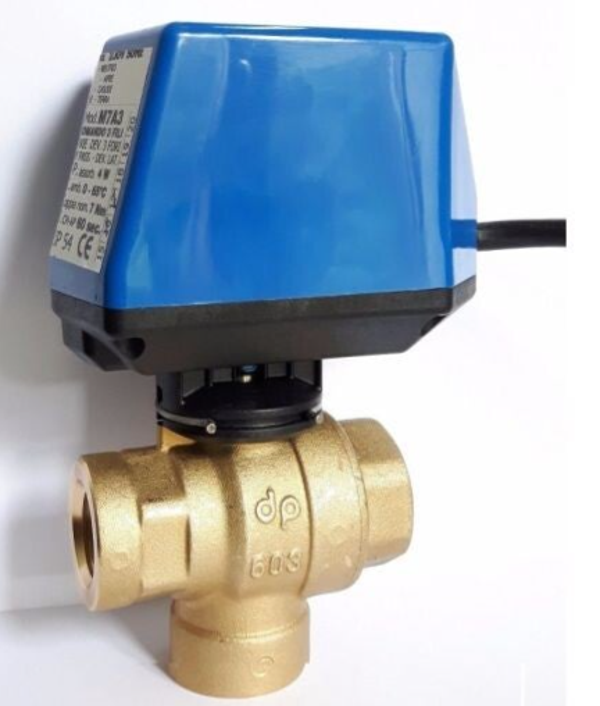 VANNE À BILLE MOTORISÉE 3 VOIES, PASSAGE TOTAL 1"