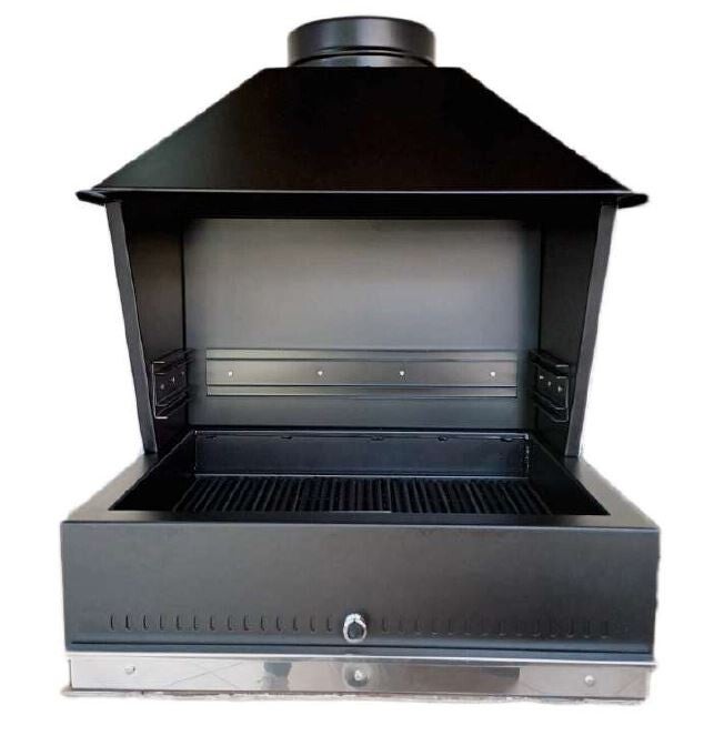 BARBECUE AU CHARBON DE BOIS L 80 X P 65 EN ACIER NOIR ÉPAISSI