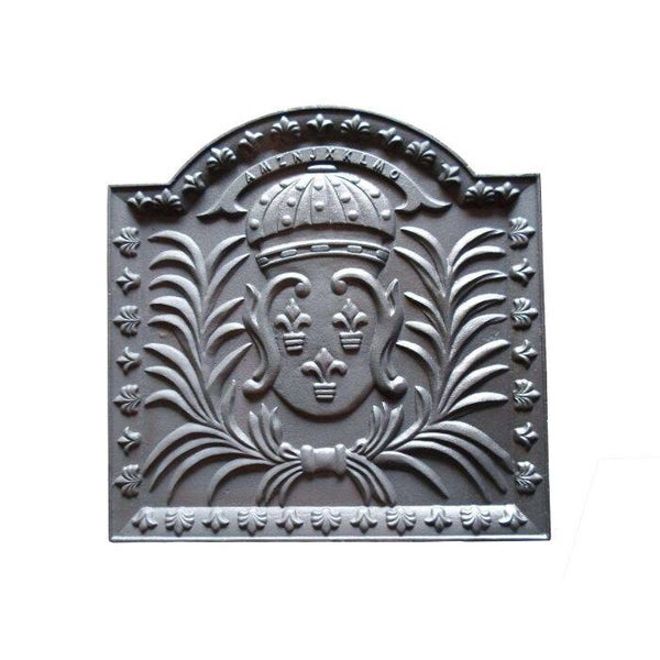 PLAQUE DE CHEMINÉE EN FONTE AVEC DÉCORATION REGNO CM. 50 × 50 H SP. SD DE 2,2 CM