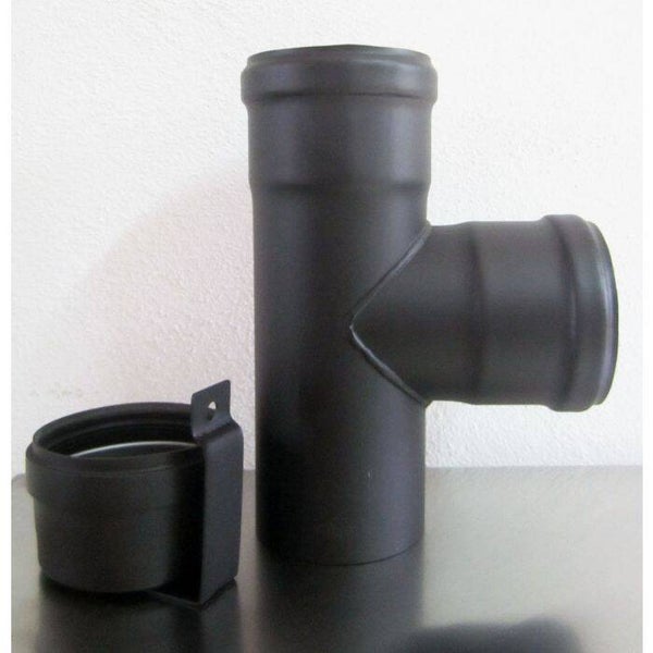 RACCORD T 90° FEMELLE/FEMELLE AVEC BOUCHON DE VIDANGE DES CONDENSATS NOIR