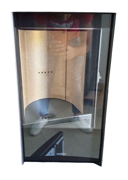 Vitre de porte sérigraphiée avec logo Nobis original pour cuisinière A 10 Plus Zenith - cuisinière A 9 Zenith