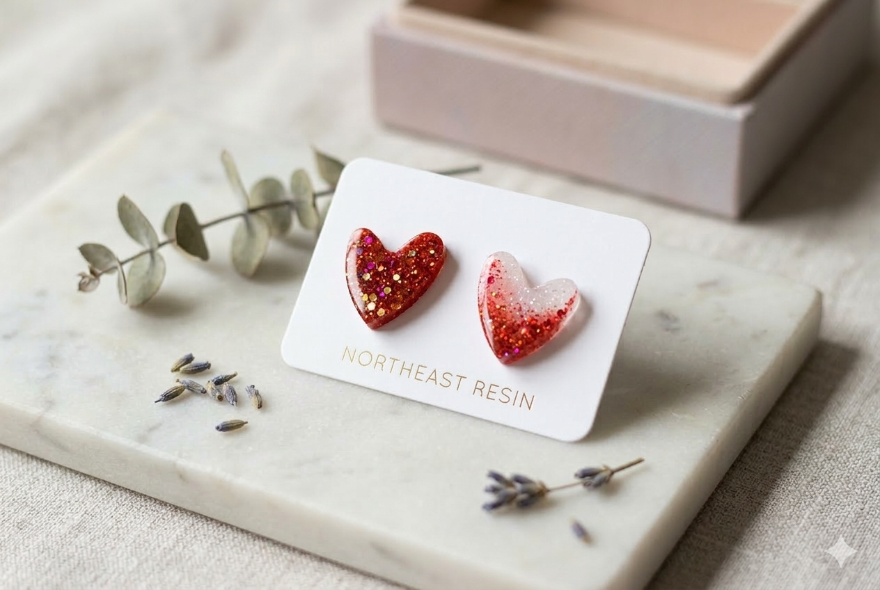 Simple heart studs