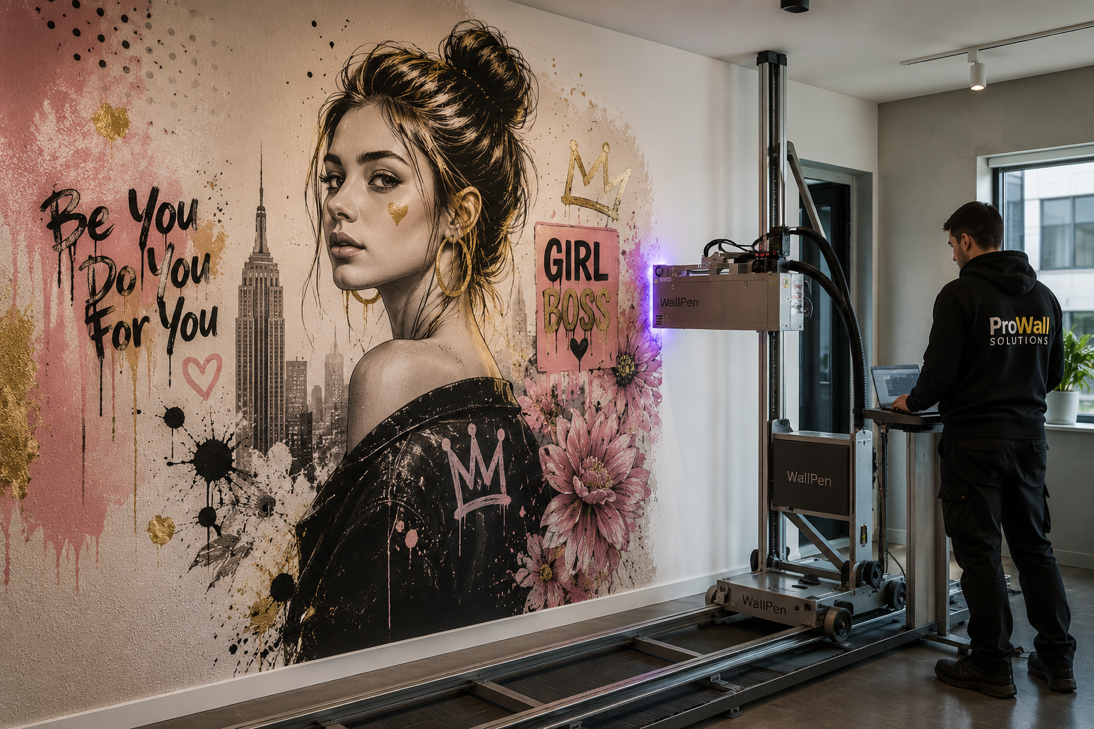 ProWall Solutions WallPen printing a custom mural