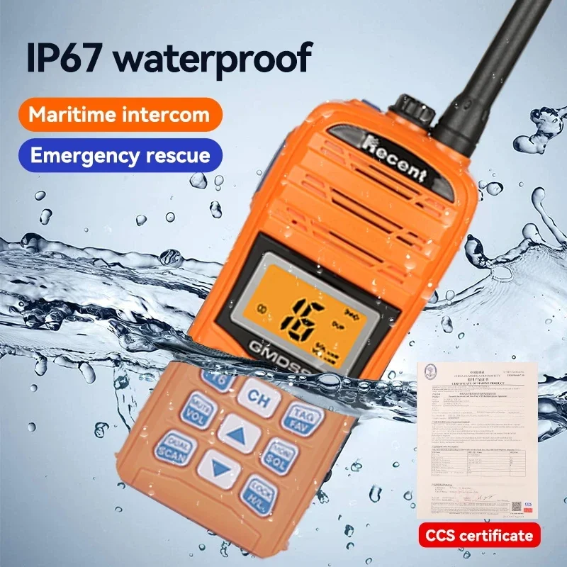 RECENT ES-35M GMDSS Portable VHF with Extra Rechargeable Battery