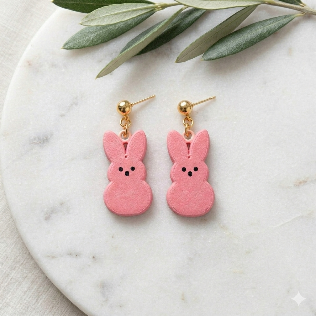 Bunny -  oorbel 3D Roze