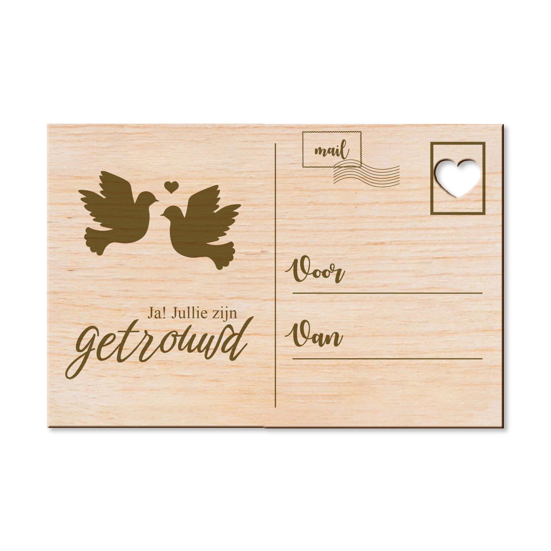 Houten kaart - Ja! Jullie zijn getrouwd