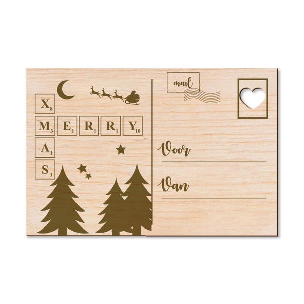 Houten kaart - Merry X-Mas