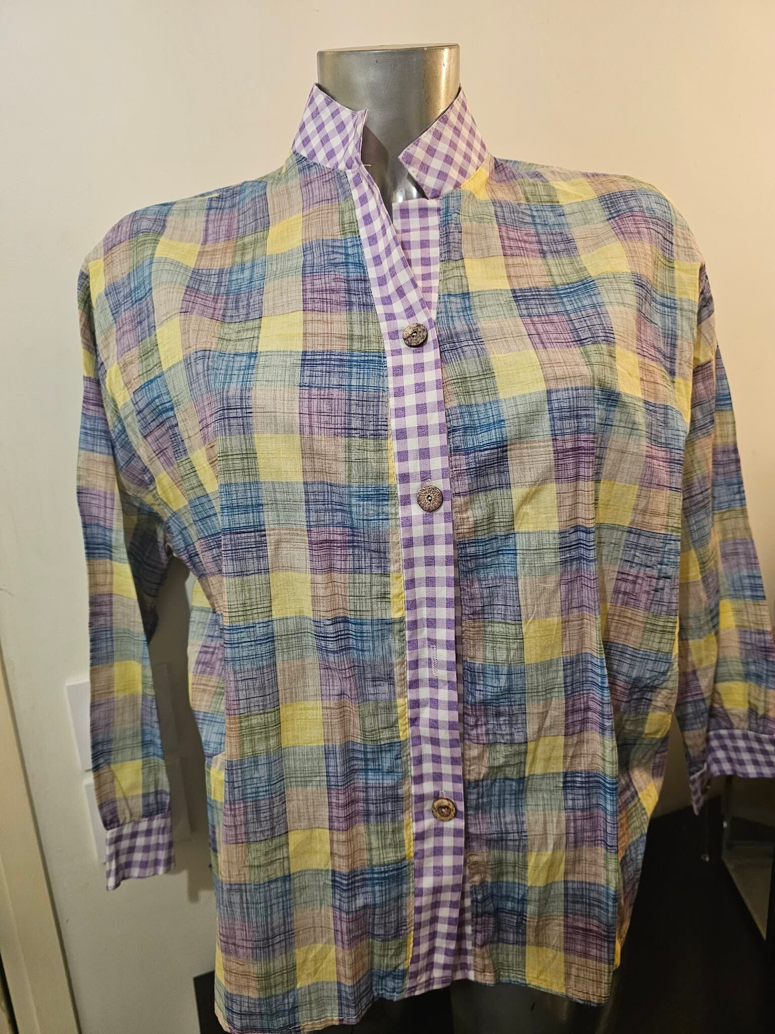 Chemise carreaux violette