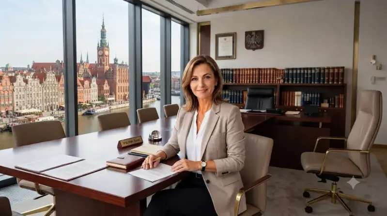 Ekspert ds. finansowania pod zastaw nieruchomości przy biurku w biurze w Gdańsku