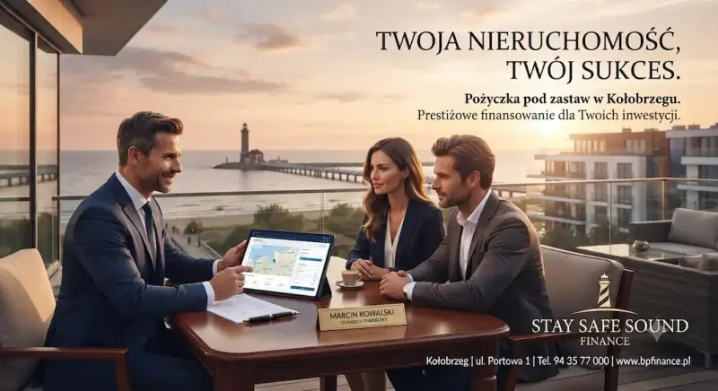 Klienci wraz z doradcą w biurze w zachodniopomorskim czytaja zapisy umowy pozyczki hipotecznej pozabankowej