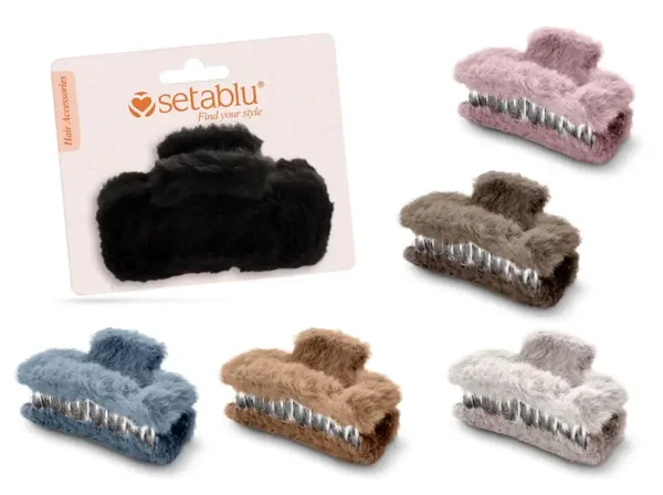 rectangular plush hair clip