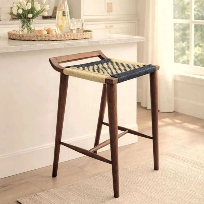 KRUK TWEEKLEURIG BEIGE & ANTRACIET MATERIAAL TEAKHOUT & TOUWKRUK