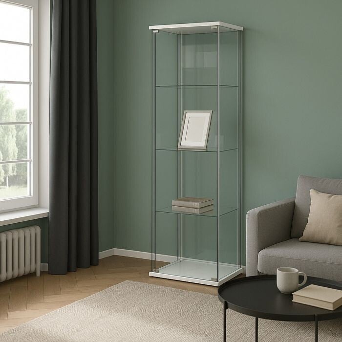 VITRINEKAST 1 DEUR CM 42,5X36,5 H. 161 WIT IN GEHARD GLAS