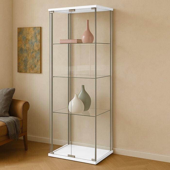 VITRINEKAST 2 DEUREN CM 60,5X36,5 H. 163 WIT GEHARD GLAS