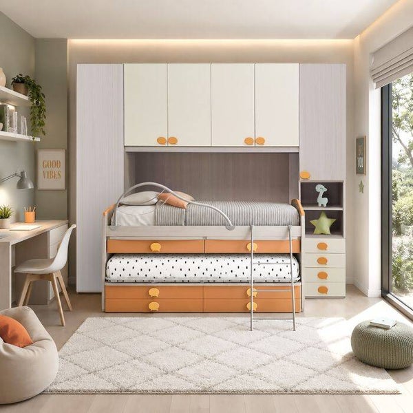 BRUG SLAAPKAMER MODEL JOB ASH HOUTCRÈME EN ABRIKOOS