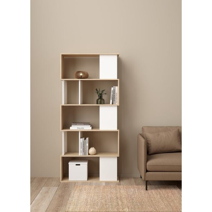 MODERNE KAST MAZE CM 80X29,5 H. 173,5 JACKSON HICKORY EN MAT WIT