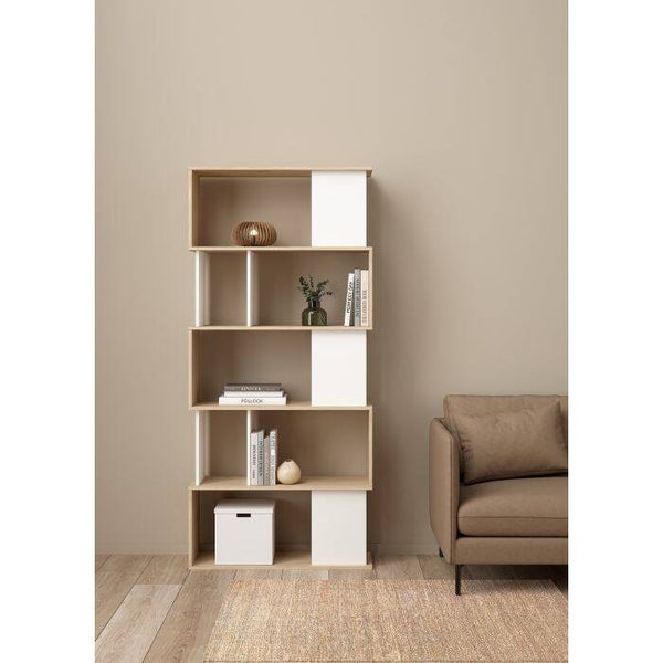 MODERNE KAST MAZE CM 80X29,5 H. 173,5 JACKSON HICKORY EN MAT WIT