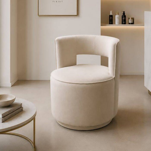 DRAAIBARE FAUTEUIL MODEL LUCAS IN STOF DIAM. CM 60 H. 75 BEIGE