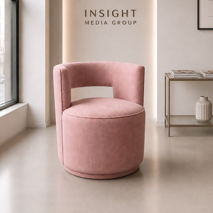 DRAAIBARE FAUTEUIL MODEL LUCAS IN STOF DIAM. CM 60 H. 75 ANTIEK ROZE