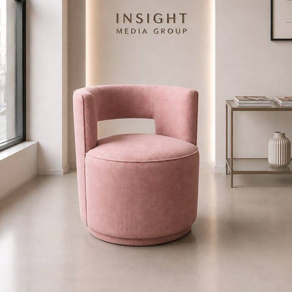 DRAAIBARE FAUTEUIL MODEL LUCAS IN STOF DIAM. CM 60 H. 75 ANTIEK ROZE