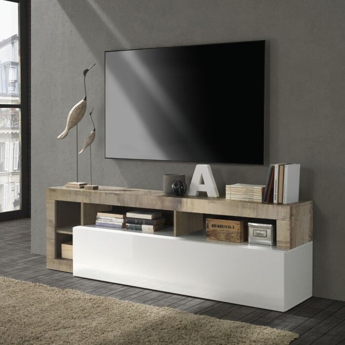 TV-STANDAARD MODEL HAMBURG CM 184X42 H. 58 GLANZEND WIT, PERENBOOM