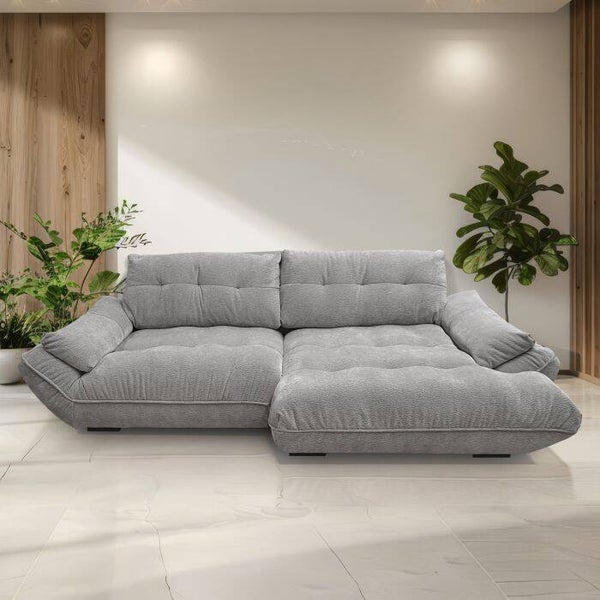 XXL SOFA MODEL VIVO MET RECHTER SCHIEREILAND IN GRIJZE STOF