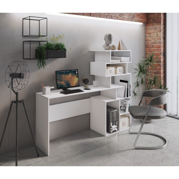 BUREAU MET BOEKENKAST MODEL GHEA CM 158,4X39,6 H. 135 WITTE AS