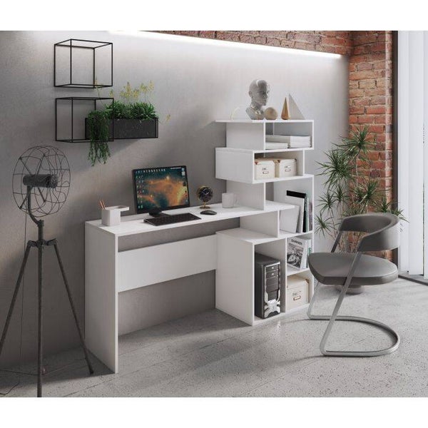BUREAU MET BOEKENKAST MODEL GHEA CM 158,4X39,6 H. 135 WITTE AS