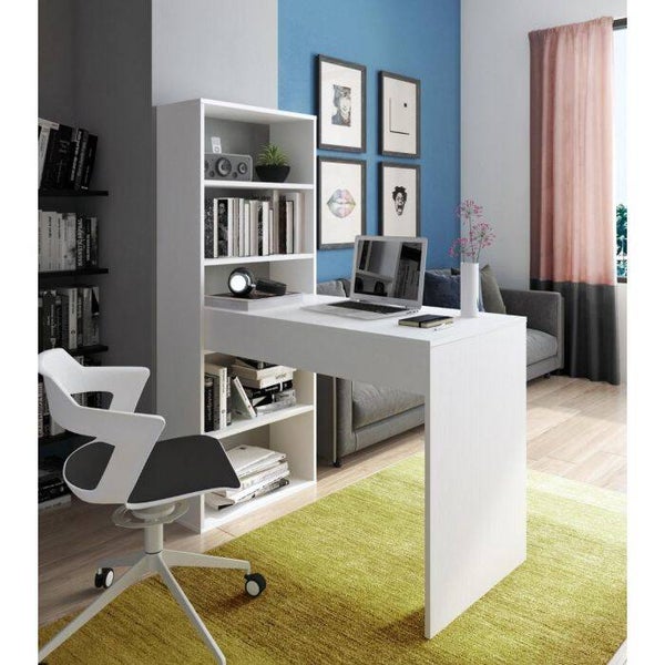 BUREAU MET BOEKENKAST MODEL ARTIS CM 106X53,5 H. 142 WITTE AS
