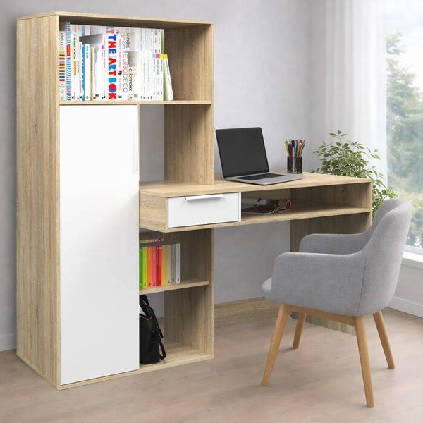 BUREAU MET BOEKENKAST MODEL PLUS CM 163X60 H. 155 SONOMA EIK
