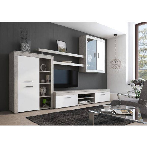 WOONKAMER MODEL CANBERRA CEMENT EN WITTE LARIKS
