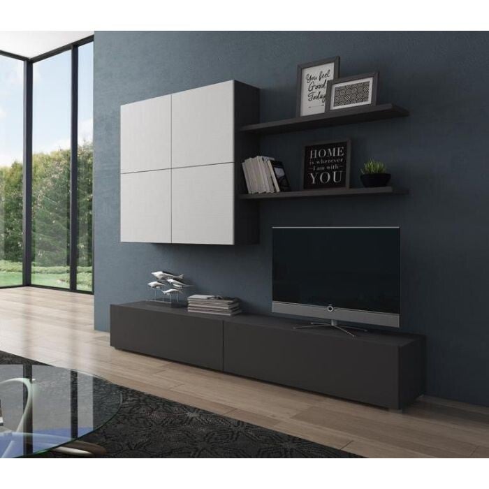 WOONKAMER MODEL NOX GRAFIET EN WIT RUSTIKA