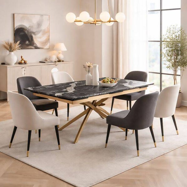 TAFEL UITSCHUIFBAAR MODEL ROYAL CM 180X90 METALEN EN MARMER-EFFECT