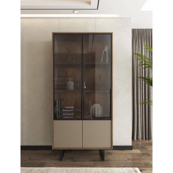 VITRINEKAST MODEL SIENNA CM 90X40 H.190 COLUMMELLA EIK EN HELDER GRIJS