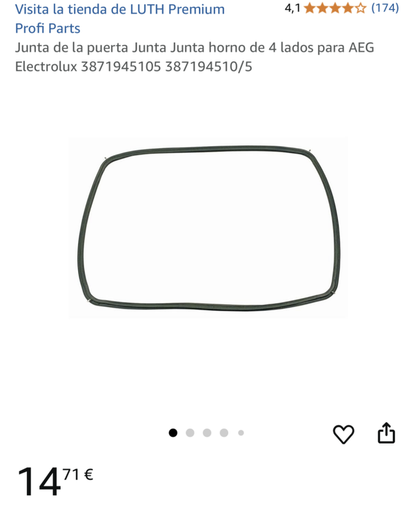 Junta de la puerta de horno