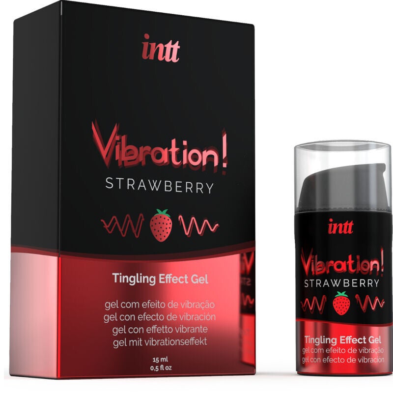 Gel stimulant à effet vibrant, fraise 15 ml - By Intt