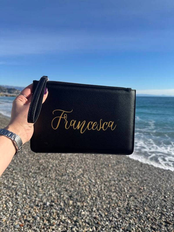 Pochette saffiano con nome
