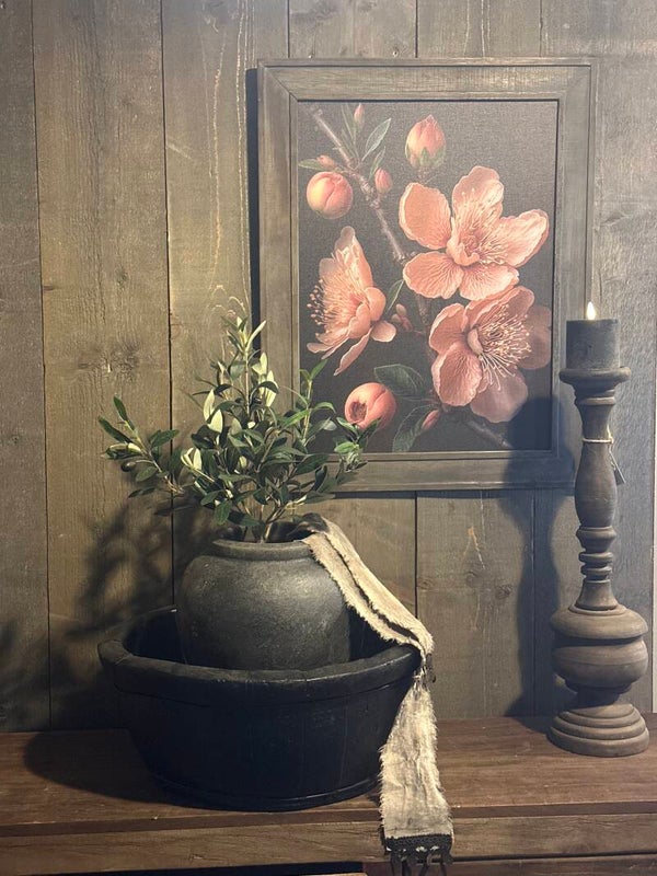 Schilderij met roze bloemen