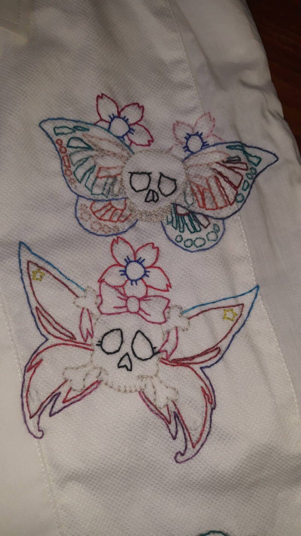 Embroidery Skull Buterflies